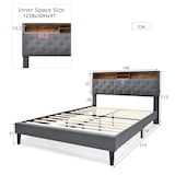 thumbnail of Merax LED Doppelbett 140x200 Polsterbett aus Leinen mit Stauraum-Kopfteil & Lattenrost aus Holz Grau