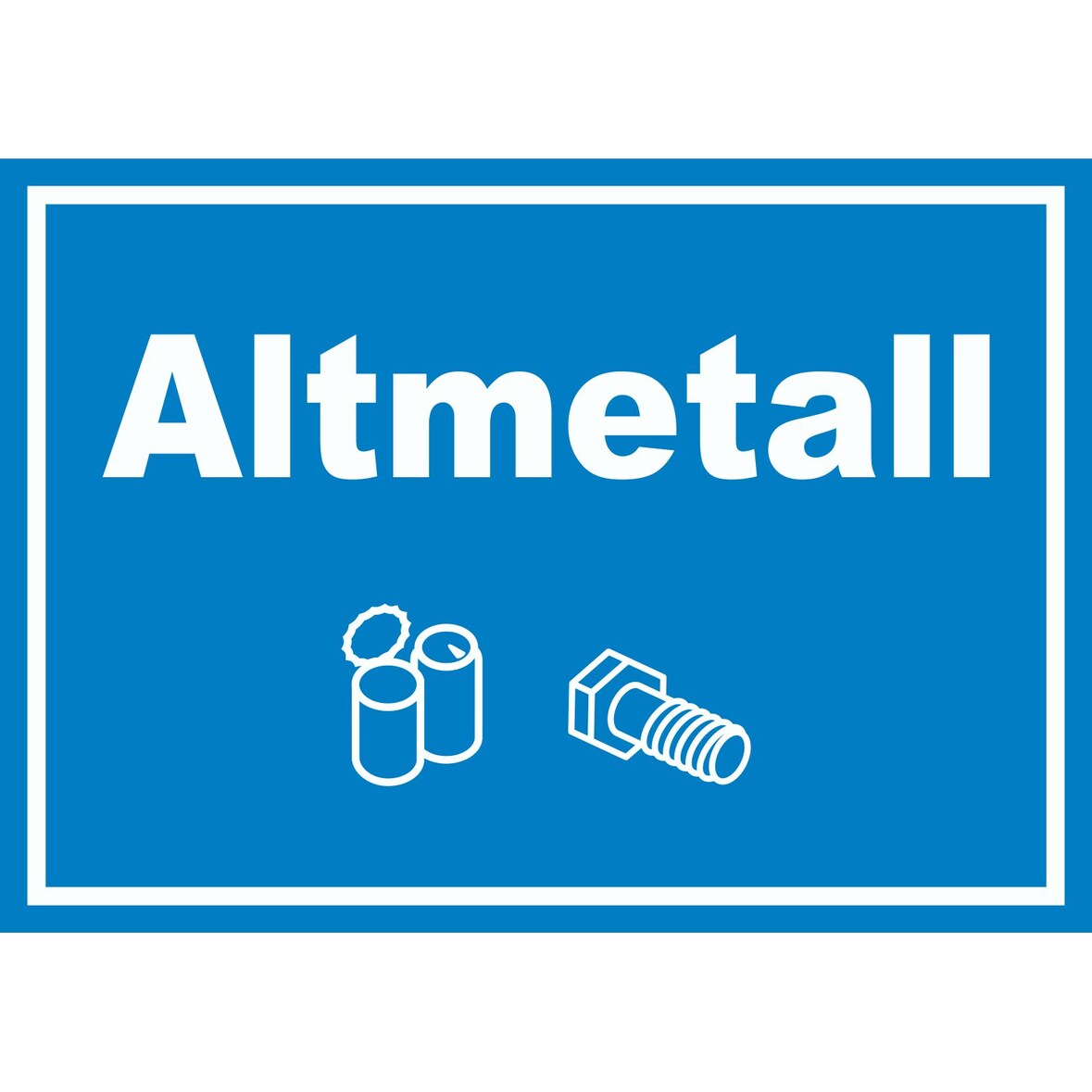 Altmetall Mülltrennung Schild Text Symbol Blech Dose Schraube waagerecht A4 Rückseite selbstklebend