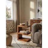 thumbnail of Beistelltisch `E` Cube `Nako`: Sheeshamholz, E-Konstruktion, 45x30 cm, 60 cm Höhe, handgefertigt. Braun, 45x30x60 cm | Kadima Design