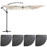 thumbnail of Verstelbare parasol van 3x3m en 4 witte gewichtsplaten