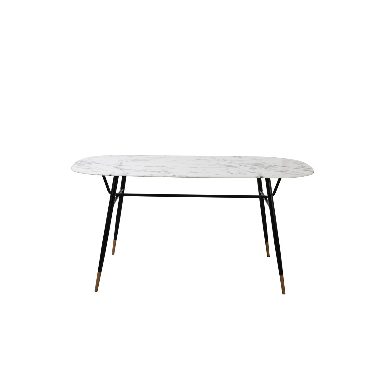 SIT Möbel Eettafel in marmerlook | 160 x 90 cm | Tafelblad glas wit | onderstel metaal zwart | B 160 x D 90 x H 77 cm | 19000-22 | Serie TISCH