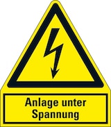 thumbnail of Schild I Warn-Kombischild Anlage unter Spannung, Aluminium, 210x240mm, ASR A1.3, DIN EN ISO 7010 W012