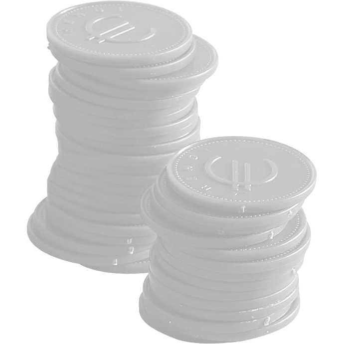 Jetons - 100 pièces, BarUp, Blanc, 100 u., Ø25mm