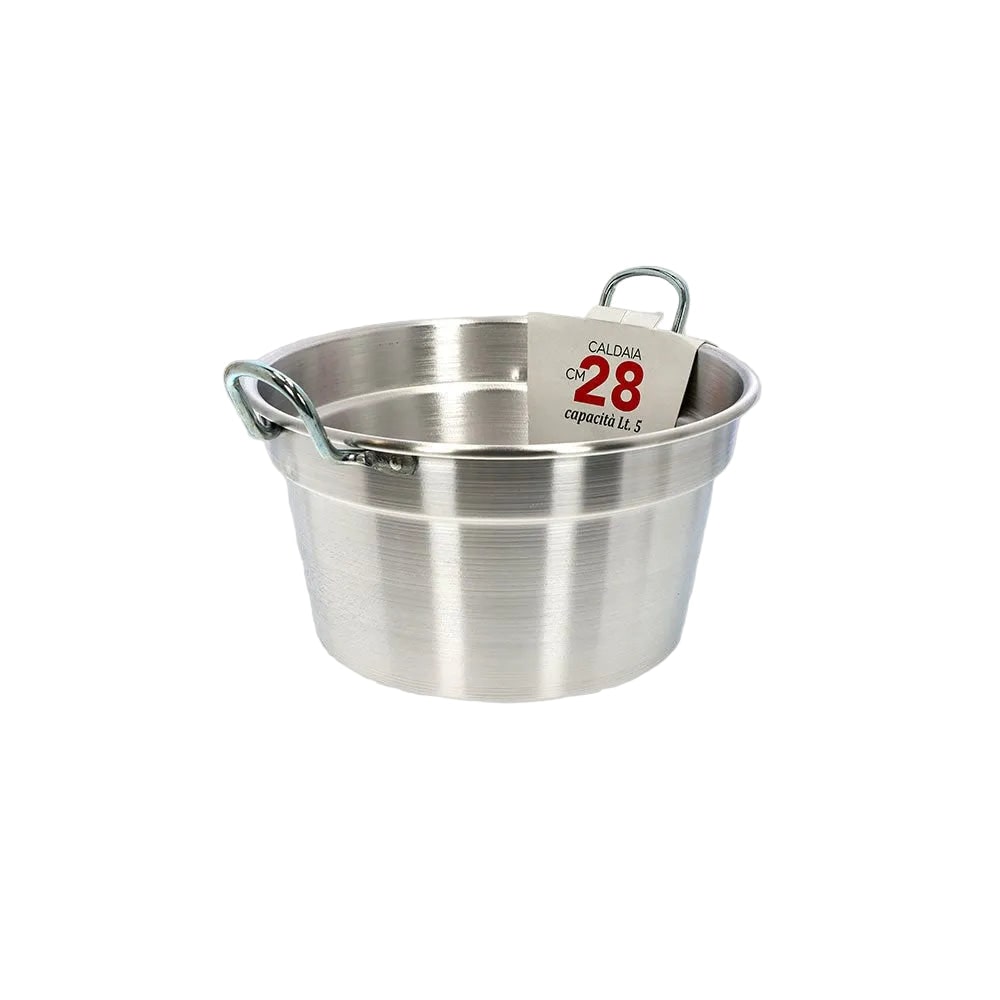 Mamù witte aluminium kookpan met ijzeren handvat, gemaakt in Italië, Ø 28 cm, ovenbestendig