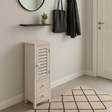 thumbnail of Cassettiera armadietto shabby vintage 2 cassetti e sportello 25x30x90cm legno di paulonia bianco