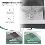 thumbnail of Merax évier extérieur inox 60 × 60 cm, cuisine d’extérieur sur pied pour jardin, camping et restauration, avec robinet, argent/noir