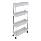 thumbnail of Carrello Portaoggetti 4 Ripiani Mobile Salvaspazio In Plastica Con Ruote Struttura In Acciaio Per Spazi Ridotti Cucina Bagno 40 x 13 x 85 Cm Bianco