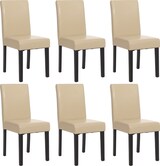 thumbnail of 6er-Set Esszimmerstuhl Stuhl Küchenstuhl klassisch und zeitlos  | HxBxT 90x43x56cm | Sitzhöhe 45cm |  Kunstleder  |  dunkle Beine |  Creme