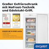thumbnail of Exquisit Gefrierschrank NoFrost, Tiefkühlschrank groß, 155 Liter, Schnellgefrieren, Alarm-Funktion, GS5231-NF-H-010E weiss