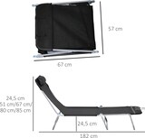 thumbnail of Tumbona Plegable y Reclinable con Reposacabezas y Respaldo Ajustable Negro