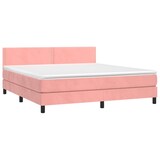 thumbnail of vidaXL Boxspringbett mit Matratze & LED Rosa 180x200 cm Samt