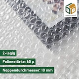 thumbnail of 4 x Luftpolsterfolie (0,5 x 100 m) Knallfolie Noppenfolie Polsterfolie 2-lagig 60 my Umzug BB-Verpackungen