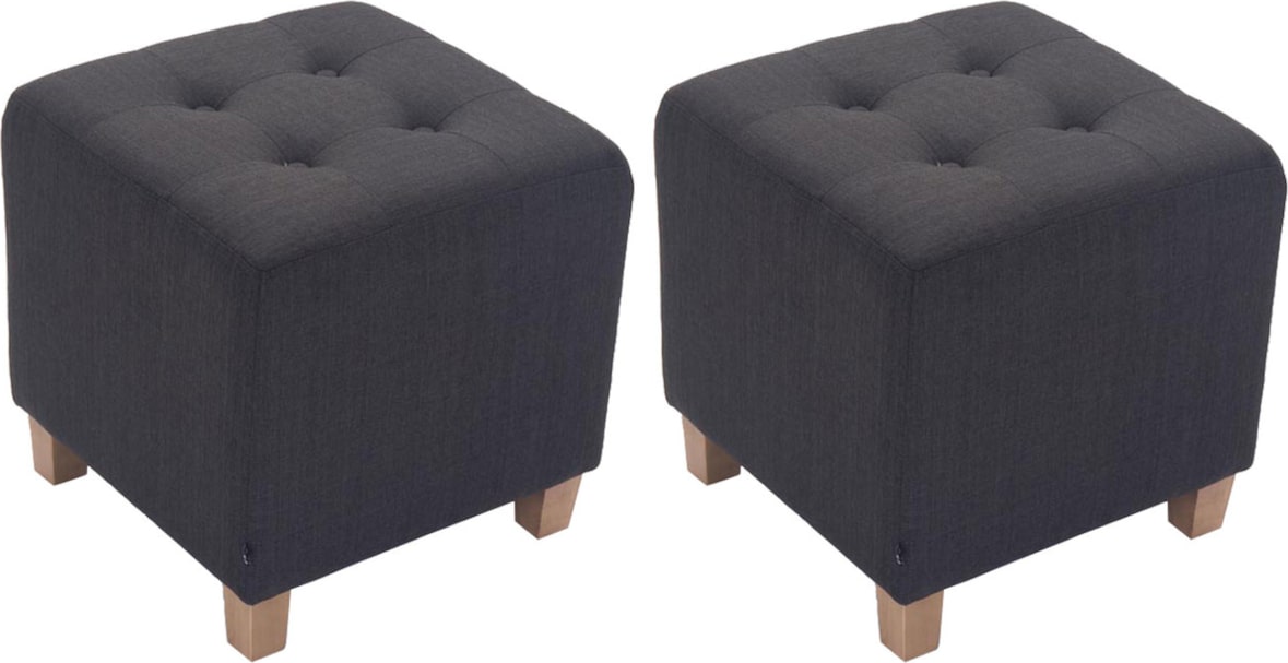 CHEFGASTRO 2er Set Sitzhocker ZION antik-hell HxBxT 46x45x45cm Stoff Dunkelgrau