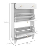 thumbnail of HOMCOM mueble zapatero blanco zapatero estrecho con 2 puertas abatibles y 1 cajón para 8 pares de zapatos para entrada pasillo 60x23,5x98,5 cm