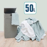 thumbnail of Set van 2: 50L Wasmand met Deksel - 30x30x60 Wasverzamelaar met Houten Frame - Wasbox Opvouwbaar