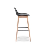 thumbnail of Conjunto de 2 taburetes de bar negros de estilo escandinavo con patas de madera natural - Altura 76 cm