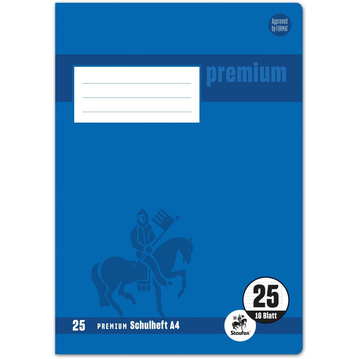 Schulheft Premium A4 16 Blatt liniert mit Rand Packung mit 25 Stück