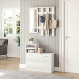 thumbnail of Conjunto de recibidor de entrada con espejo perchero y zapatero muebles de entrada con 6 ganchos y estantes para 8 pares de zapatos para pasillo