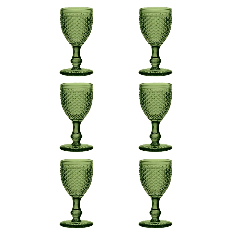 EME Mobiliario Pack 6 uds. Copas Cristal Tallado color verde