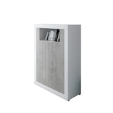 thumbnail of Credenza Alta con 2 Ante Vano A Giorno Madia Soggiorno Cucina Mobile Moderno Multi Spazio e Ripiani Credenza 110x144x42 Cm Bianco e Grigio Cemento