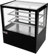 thumbnail of Romux® Kühlvitrine für Konditorei Quadratisch Tischgerät 2 Böden Schwarz 350 Liter Umluftkühlung | Kühlvitrine Gerade Glasscheiben