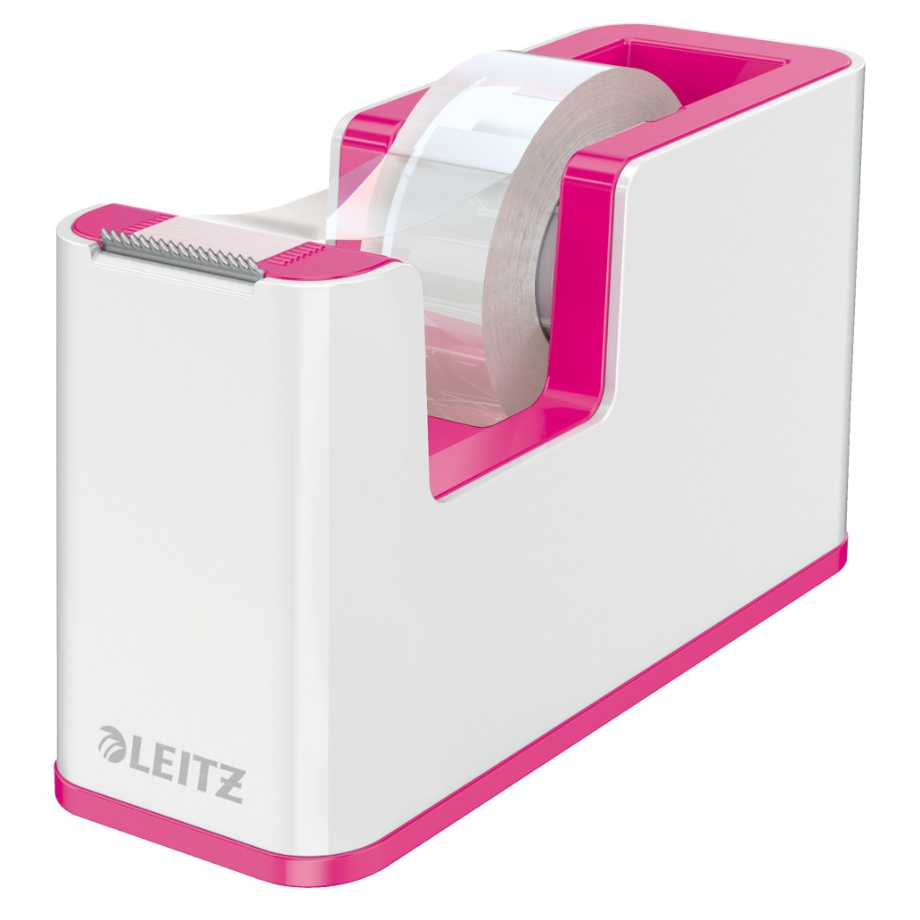 LEITZ Dévidoir Dual Blanc Rose métallisé livré avec ruban adhésif transparent L5,1 x H7,6 x P12,6 cm