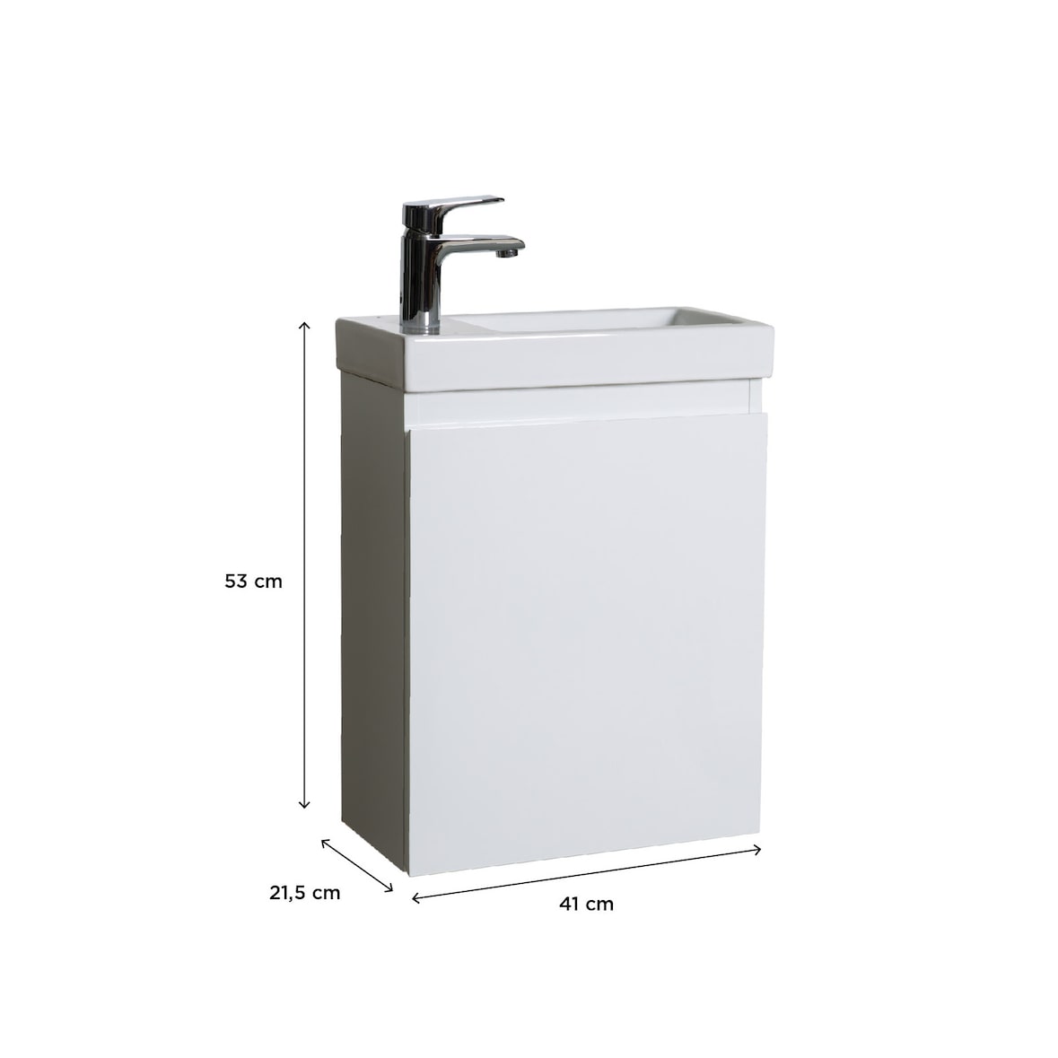 Meuble lave-mains LISA blanc + robinet noir