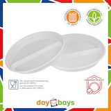 thumbnail of DayBays Plastikteller 2 Geteilt 100 Stk. Weiß Rund Menüteller Plastik Teller 22 cm Einweg Spülmaschinenbeständig