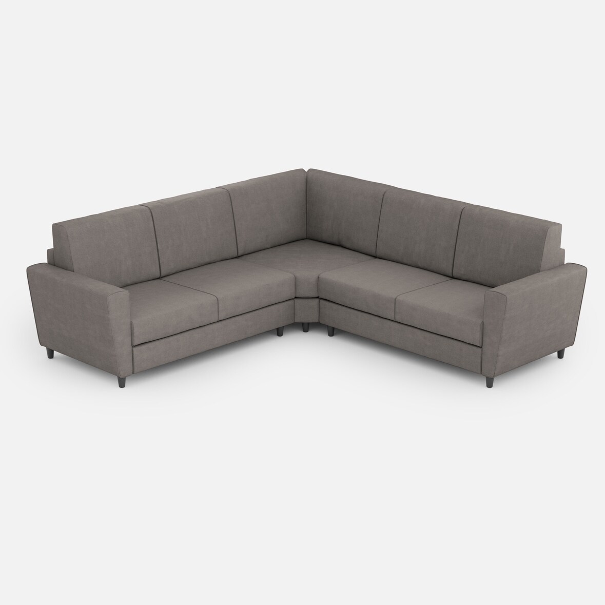 Medium 2-zits Yasel bank (twee zitplaatsen 70cm) + hoek + medium 2-zits bank (twee zitplaatsen 70cm) buitenafmetingen L.248x248 grijs