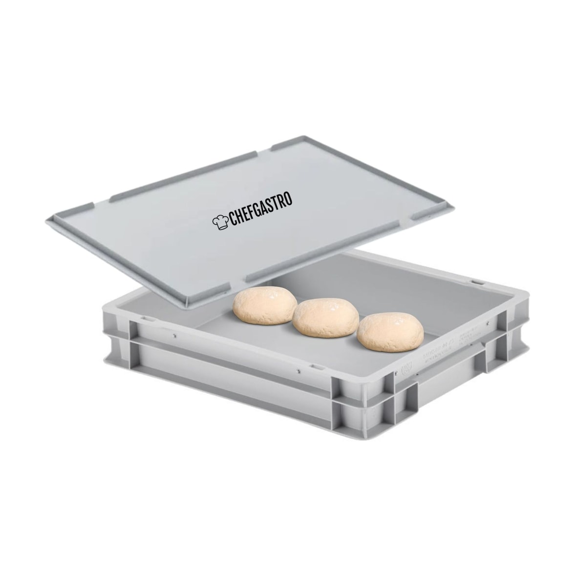 CHEFGASTRO Pizzateigbehälter mit Deckel | HxBxT 8,5x30x40cm | 9 Liter | Stapelbare Pizzaballenbox Pizzaballenbehälter Pizzateigbox Teigbehälter