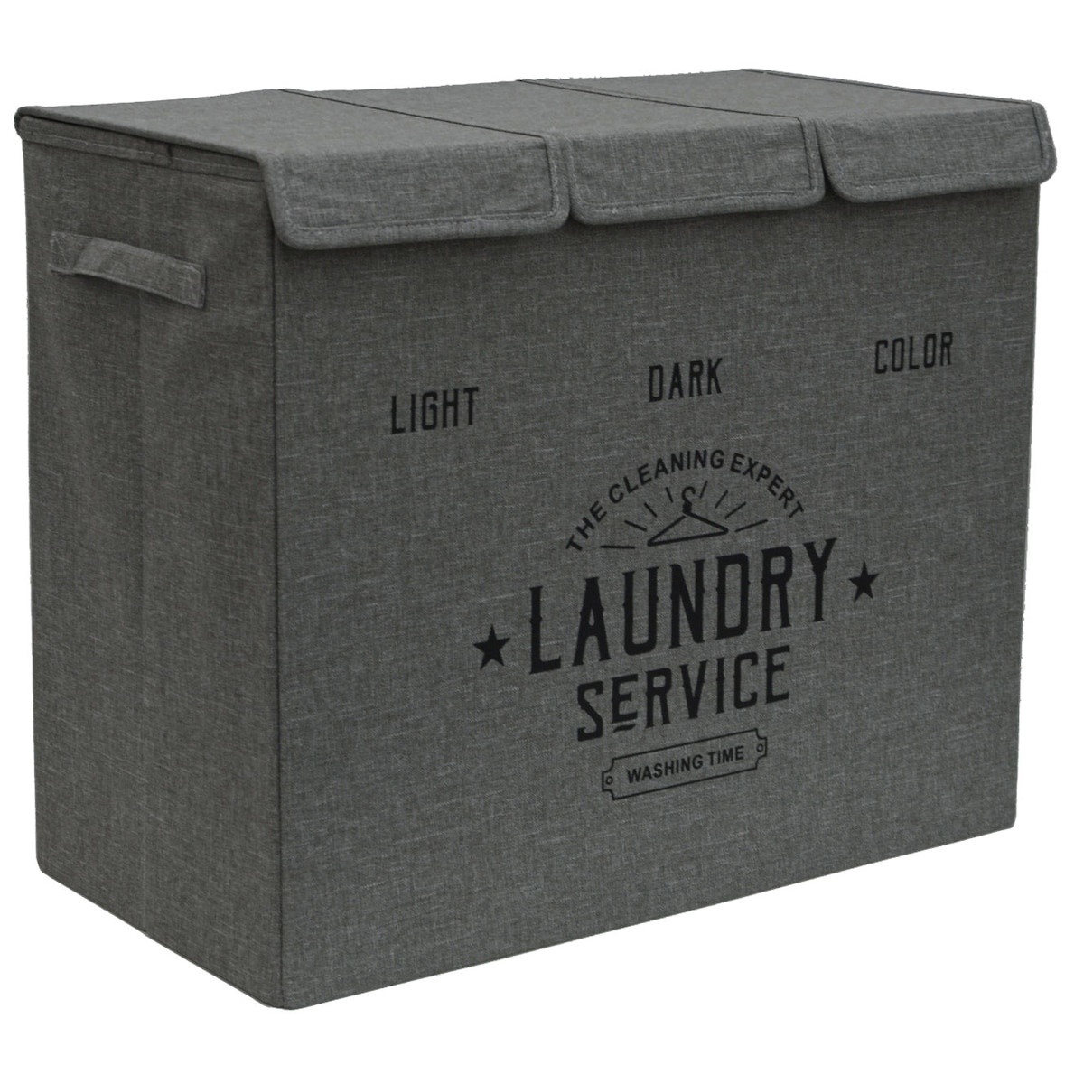 Wäschekorb 3 Fächer - 84L Wäschesammler Anthrazit mit Deckel - Wäsche Organizer