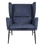 thumbnail of Lounge-Sessel HWC-L62, Ohrensessel Cocktailsessel Sessel Polstersessel, Stoff/Textil Metall ~ blau