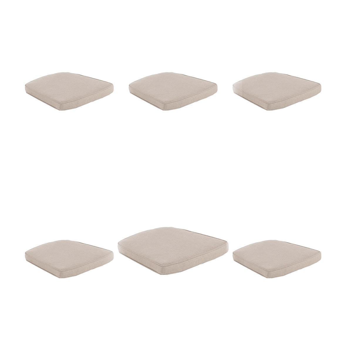 Pack 6 Cojín para sillas de jardín curvado Olefin color Marrón tostado, Tamaño 45x47x5 cm, No pierde color, Desenfundable