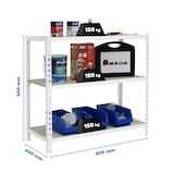 thumbnail of Maderclick schraubenloses Metallregal 3 Böden. Farbe WEISS/HOLZ 900x800x400 mm