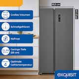thumbnail of Exquisit Side-by-Side Kühlschrank mit Gefrierteil, 442 Liter, 10 Ablagen, No-Frost, LED-Anzeige, 91 cm Breite, SBS546-040E anthrazit