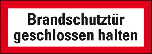 Schild I Feuerwehrschild Brandschutztür geschlossen halten, Kunststoff, 297x105mm, DIN 4066