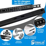 thumbnail of Schubladenschienen 2 STÜCK 1 Paar SCHWARZ Teilauszug Schubladenauszug Rollenauszug Kugelauszug 470mm