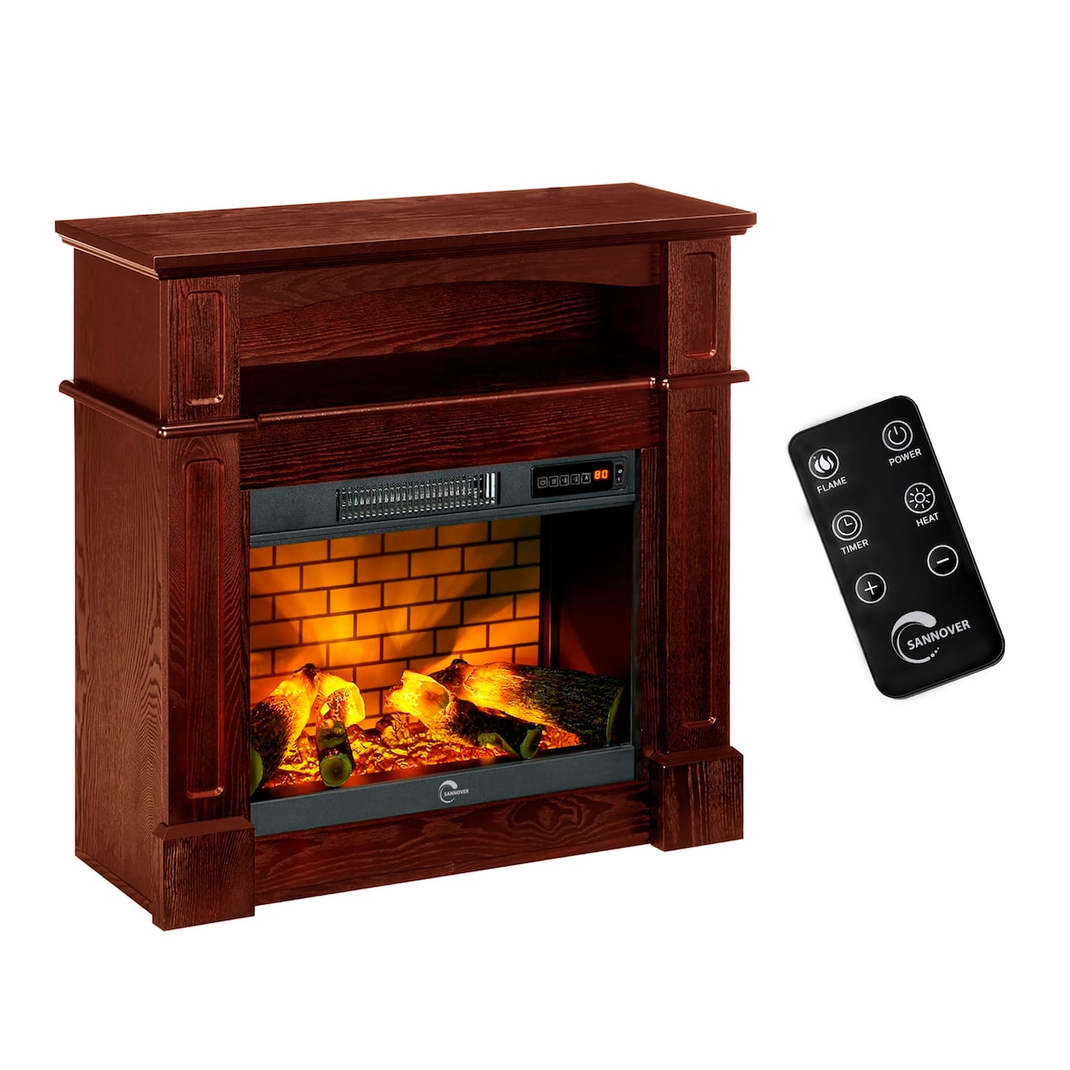 Poêle/Cheminée Electrique Sifora 2 000W 80,5 x 30 x 81 cm Bois Sannover – livré monté, prêt à l'emploi