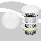 thumbnail of ML-Design Universal Ablaufgarnitur 1 1/4" ohne Überlauf – Pop-Up, Keramikdeckel Weiß/Edelstahl, inkl. Dichtungen