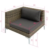 thumbnail of tectake Ensemble modulable en rotin Villanova naturel coin droit - gris anthracite chiné - 404416