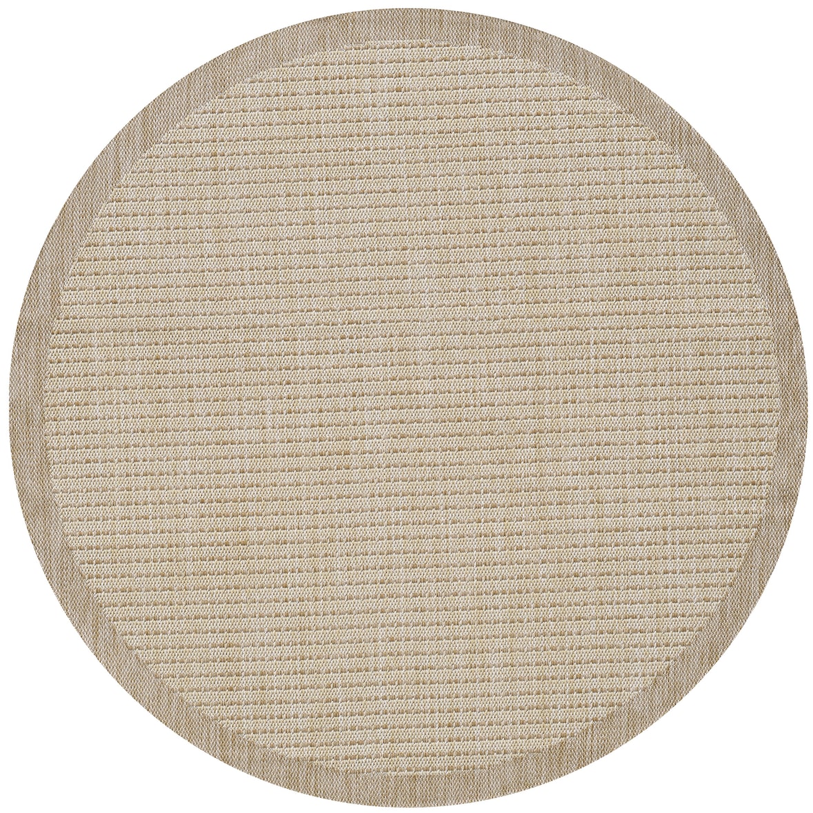 Carpetsale24 In- & Outdoor Teppich Wetterfest 160 cm Rund Einfarbig Beige - Wasserfest,Flachgewebe, für Balkon, Garten, Terrasse, Küchenteppich