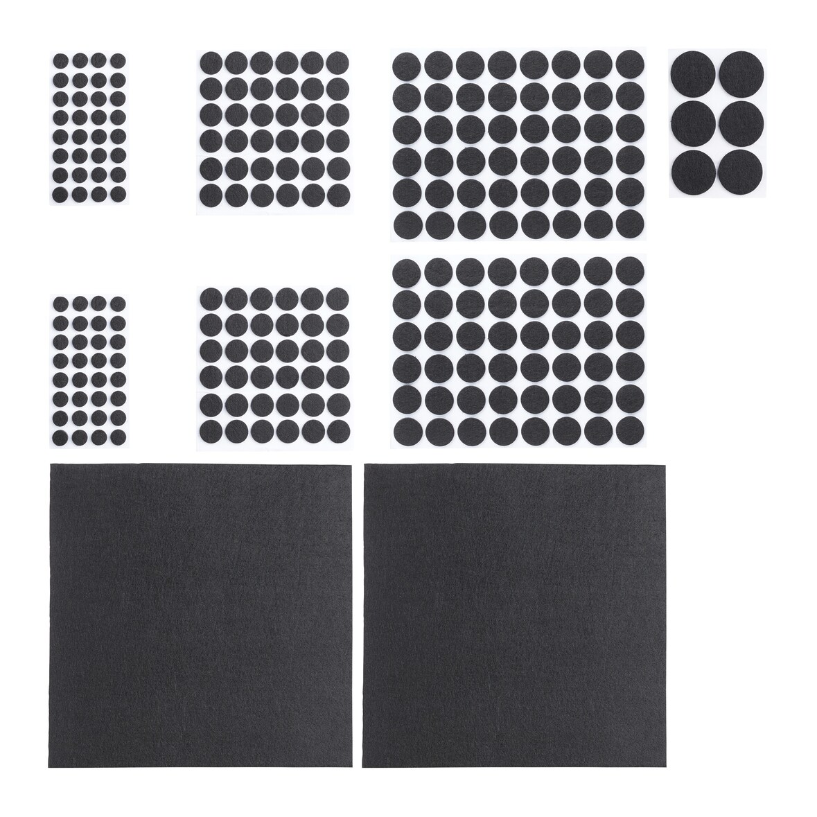 Relaxdays Filzgleiter 240er Pack, 2 Filzplatten zum Zuschneiden, Klebefilz, runde Möbelgleiter, versch. Größen, schwarz