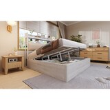 thumbnail of Bettrahmen 180x200 cm mit hydraulischer Hebevorrichtung und USB – Vintage-Design aus Holz und Metall, weiß