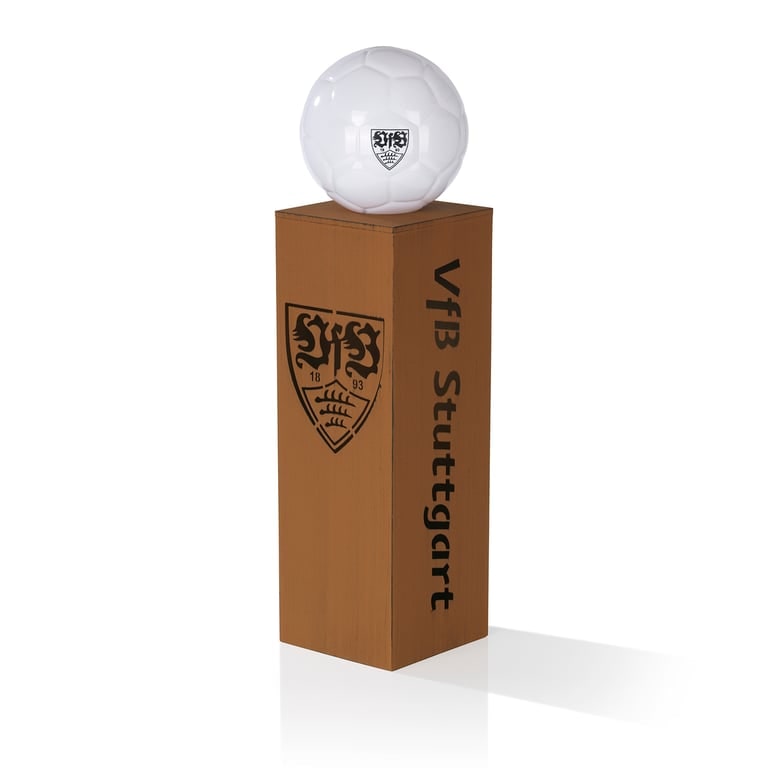 VfB Stuttgart LED-Dekosäule Rost-Optik mit Leuchtkugel - 84 cm - braun