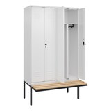 thumbnail of C+P Doppel-Spind Classic PLUS, schwebender Sitzbank aus Buche 4 Abteile, HxBxT 212x120x82cm, Sicherheitsdrehriegel, Verkehrsweiß von PROREGAL