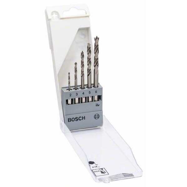 Holzbohrer-Set mit Sechskantschaft, 5-teilig, 2 - 6 mm