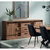 thumbnail of Matelpro - Buffet/bahut style rustique 225 cm coloris chêne Perrine - Moderne & Design -Chêne - Deux étagères intérieures -Types de portes: Coulissant