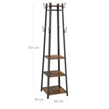 thumbnail of Helloshop26 - Appendiabiti con tre ripiani 43 x 43 x 180 cm marrone 12_0003799