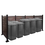 thumbnail of Vedação do caixote do lixo em alumínio HWC-K57, revestimento do caixote do lixo, aspeto de madeira, extensível 130x300x110cm ~ castanho