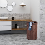 thumbnail of Relaxdays Wäschekorb Bambus, runder Wäschesammler mit Klappdeckel, 65 l, faltbare Wäschetonne, rund Ø 40 cm, natur